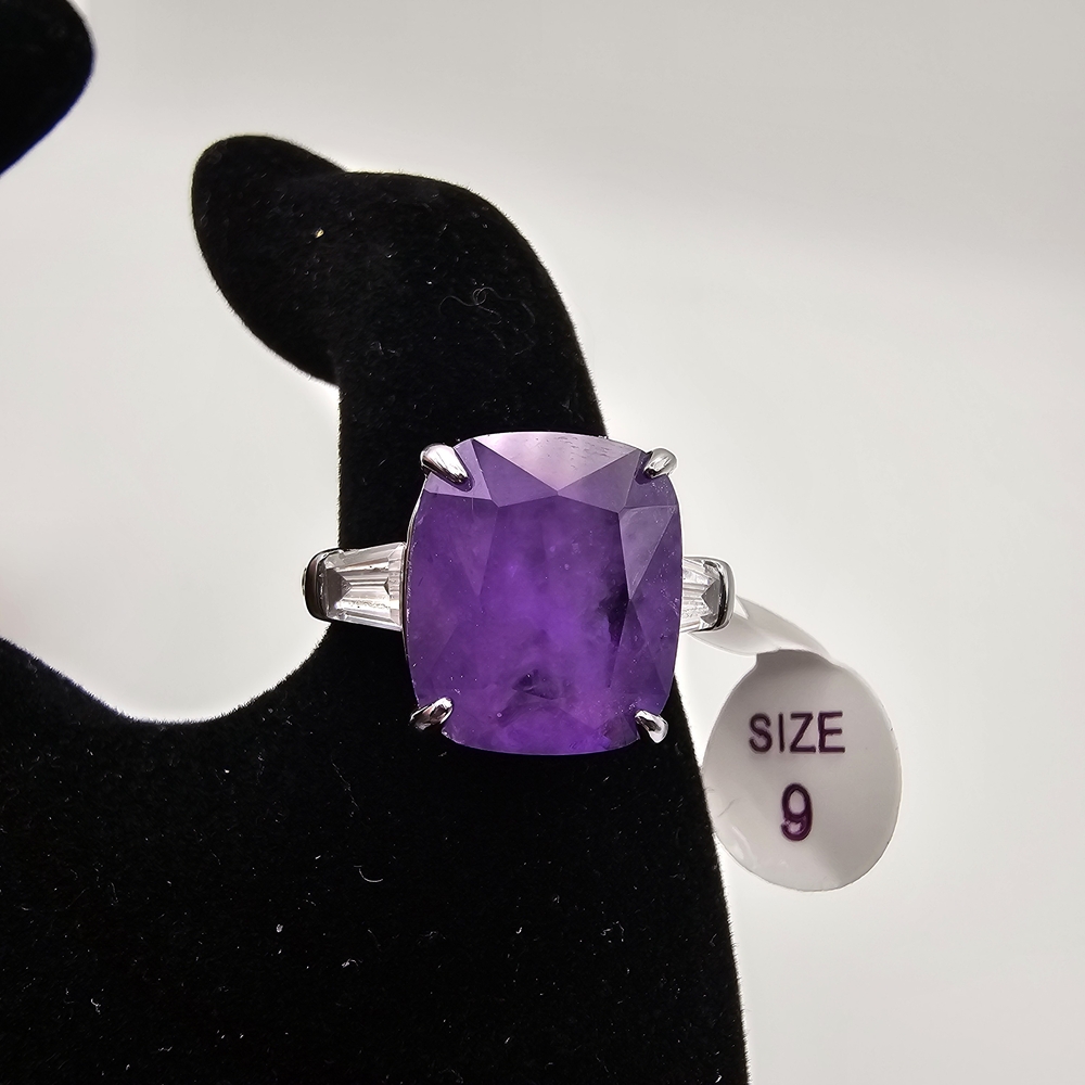NEW Bomb Party "Tantalizing Dreams" Ring Size 9 Amethyst & CZ on Hematite